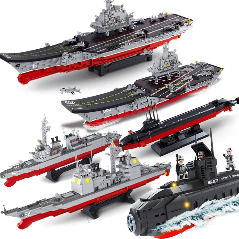 Compatible Legoed Military Submarine Sets Ship Boat Aircraft Carrier Warship Model Building Kits Blocks Bricks Child Kid Toys 1
