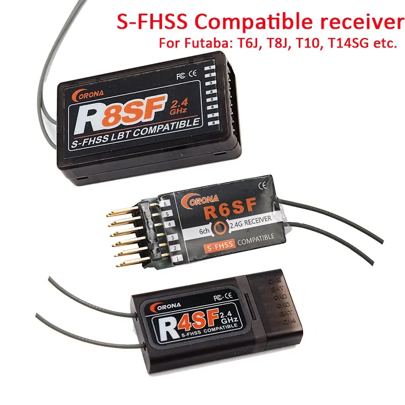 Corona 2.4G R4sf R6sf R8sf S-Fhss/Fhss Receiver Compatible Futaba S-Fhss T6 14Sg 1
