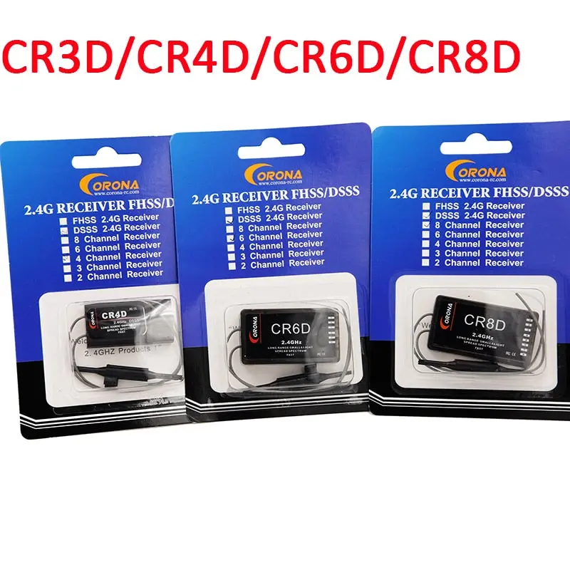 Corona Cr3d/Cr4d/Cr6d/Cr8d 2.4Ghz 3Ch ~ 8Ch Receiver (V2 Dsss) Compatible With Ct8z/Ct8j/Ct8f For Rc Air Plane Fix Wing Drones 1