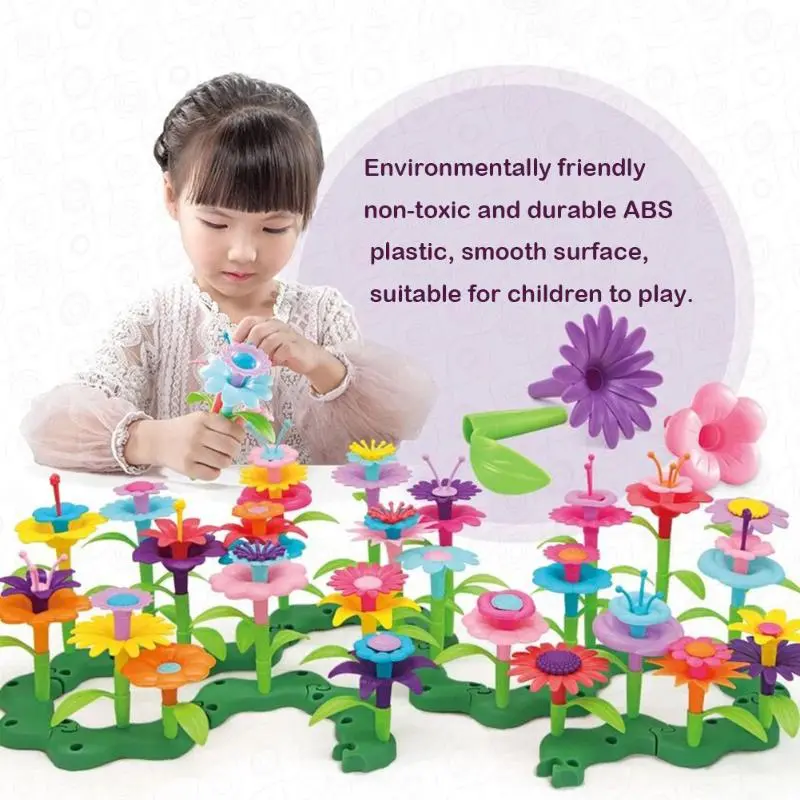 Creative Kid Diy Handicraft Spell Inserted Flower Arrangement Kit Interconnecting Blocks Colorful Various Puzzle Assemble Toy 1