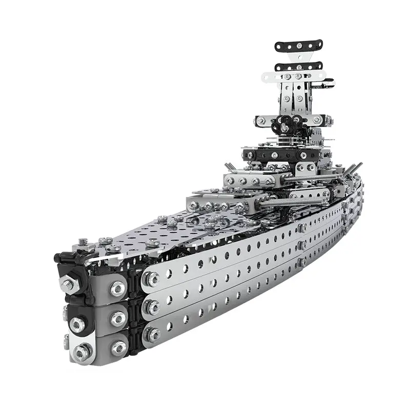 Cruiser Stainless Steel Assembled Model Building Block Brick Army Military Ship Model Battle War Ship Navy Vessel Boat Toy 1