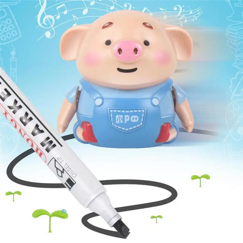 Cute Pig Robot Pen Inductive Follow Drawn Line Remote Radio Vehicle With Light Music Electric Animals Early Education Kids Toys 1