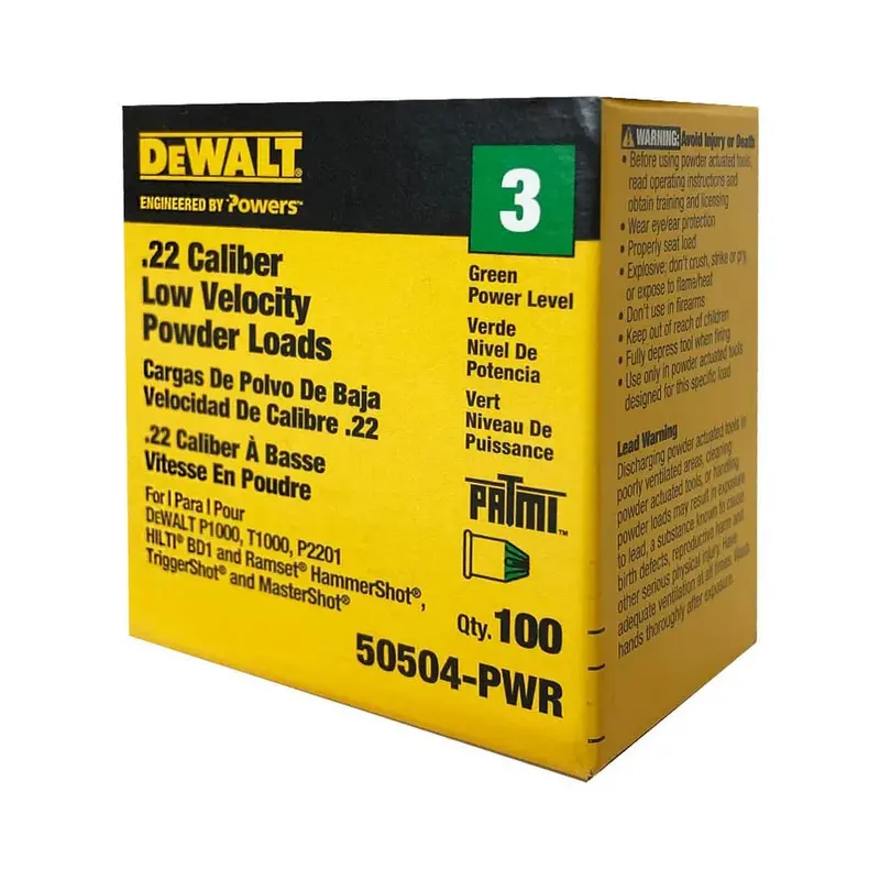 Dewalt Powers - Green .22 Caliber A Single Loads Low Velocity 1