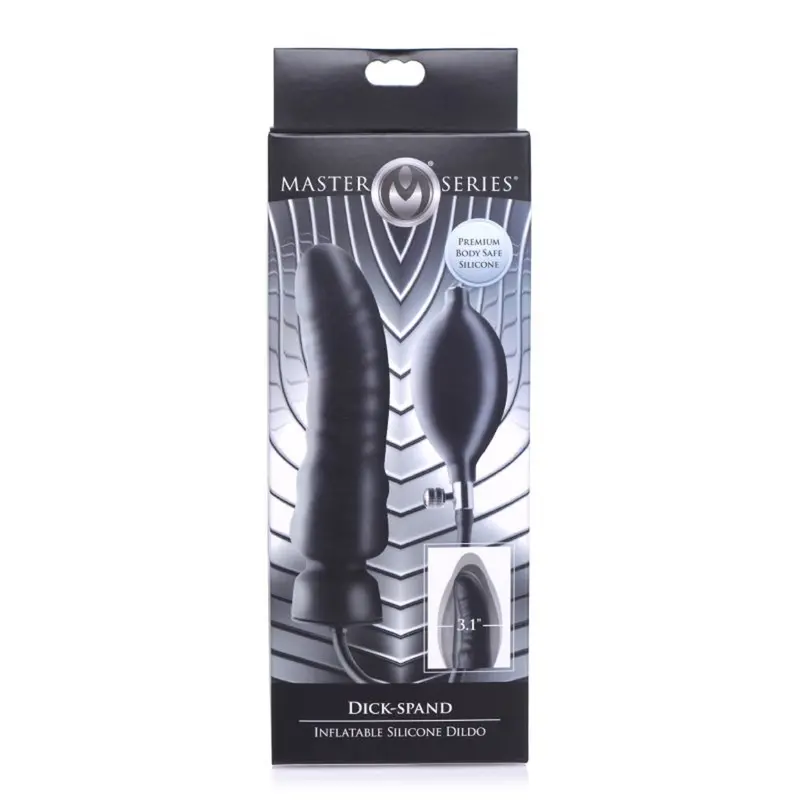 Dick Spand Inflatable Silicone Dildo Black. 1