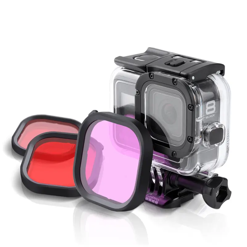 Diving Lens Filter Red / Pink / Purple For Gopro Hero 8 Fpv Action Camera Compatible Original Waterproof Case 1