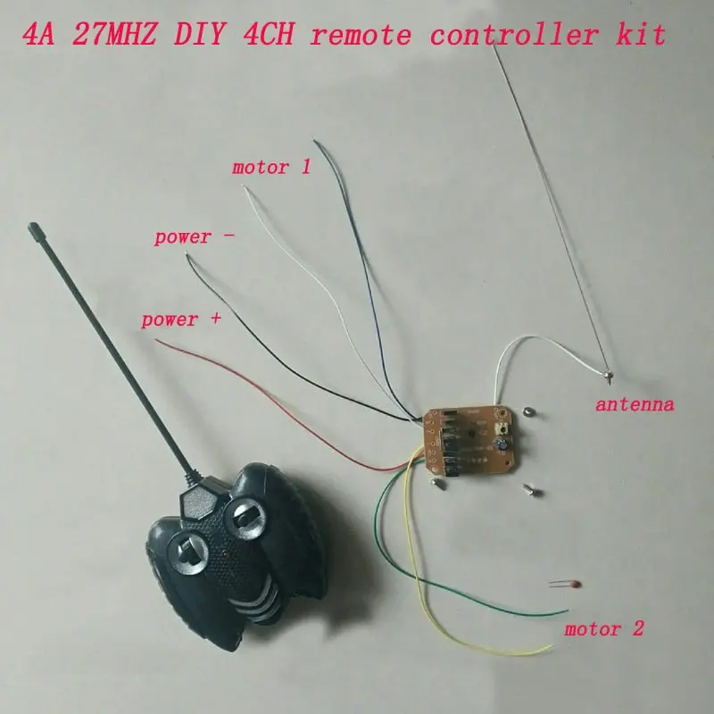 Diy Rc Toys 4Ch 27Mhz Remote Controller Kit 4.5V/5.5V/6V/7.2V 4A High Power Receiver Board 20M Controlling Distance Transmitter 1