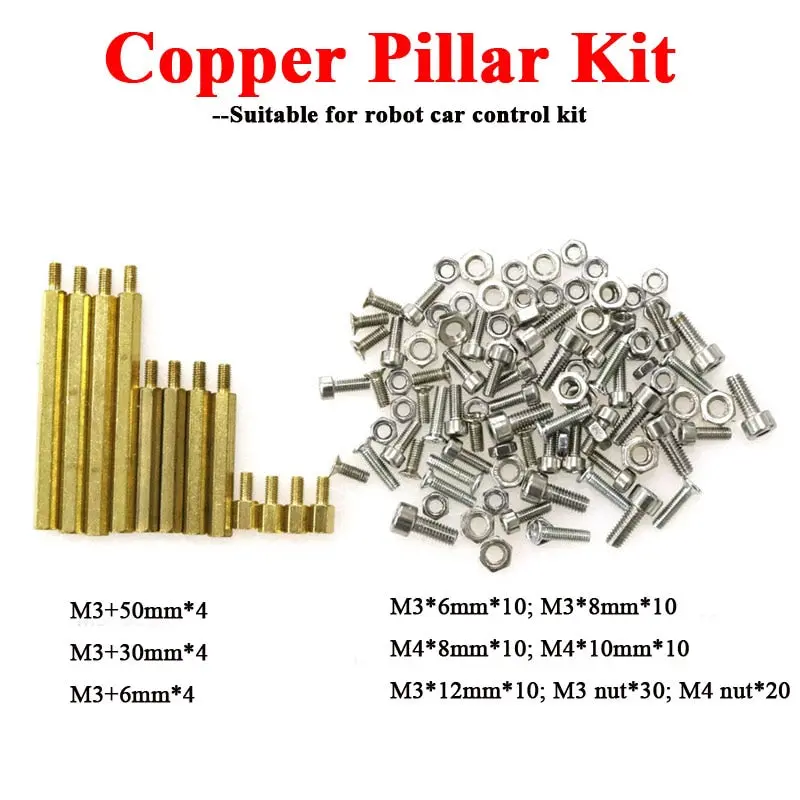 Doit Hot Sale Nuts Screws M3*12 M4*8 M3*8 Copper Pillars Hollow Smart Robot Tank Car Chassis Accessory Diy Rc Tank Part 1
