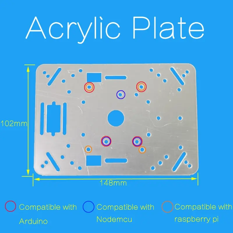 Doit Low Price Transparent 148*102Mm Acrylic Plate For Arduino, Raspberry Pi, Plastic Frame, Smart Car Chassis 1