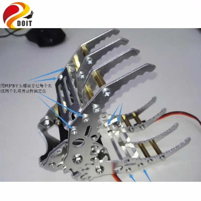 Doit Metal Aluminum Robotic Gripper Claw Paw Hand Finger For Robot Mechanical Clamp Mount Kit Manipulator Arm Diy Rc Toy 1