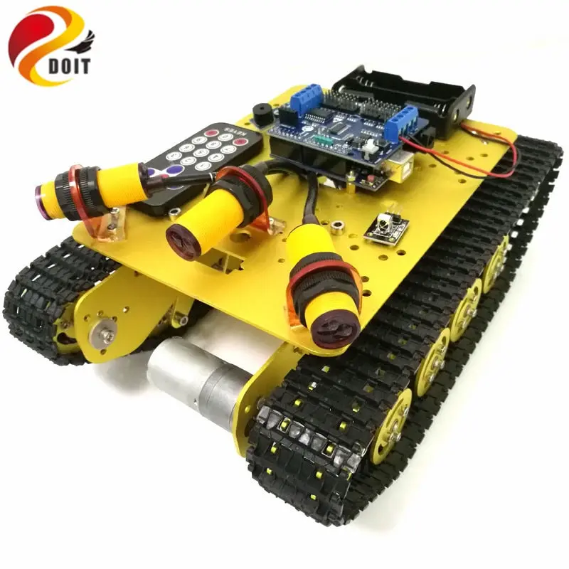 Doit Ts100 Ir Control Shock Absorption Crawler Tracked Robot Tank Chassis With Obstacle Avoidance For Robot Education By Phone 1