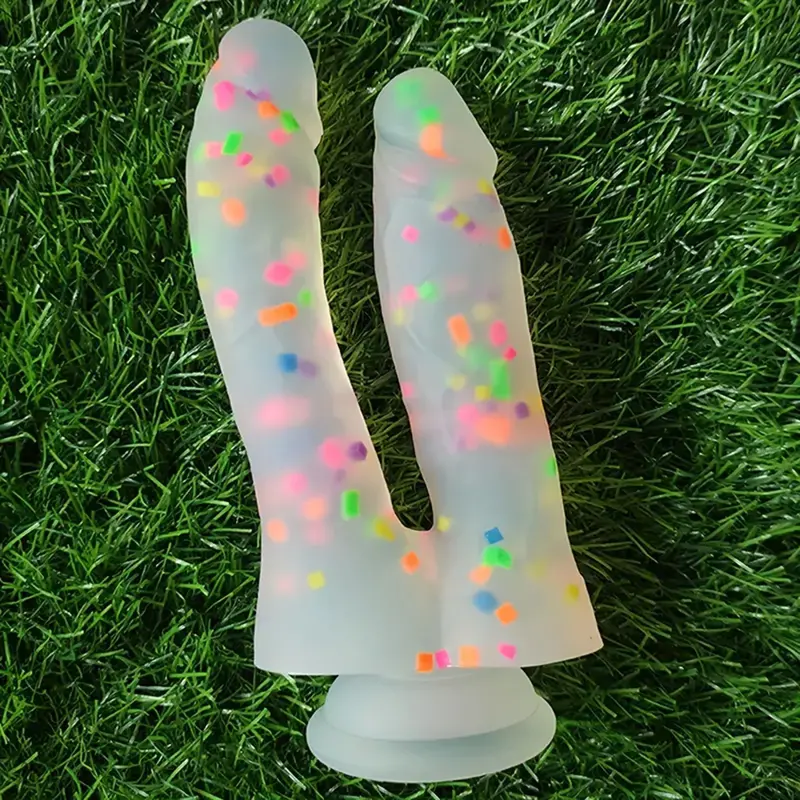 Double Banger Confetti Silicone Dildo. 1
