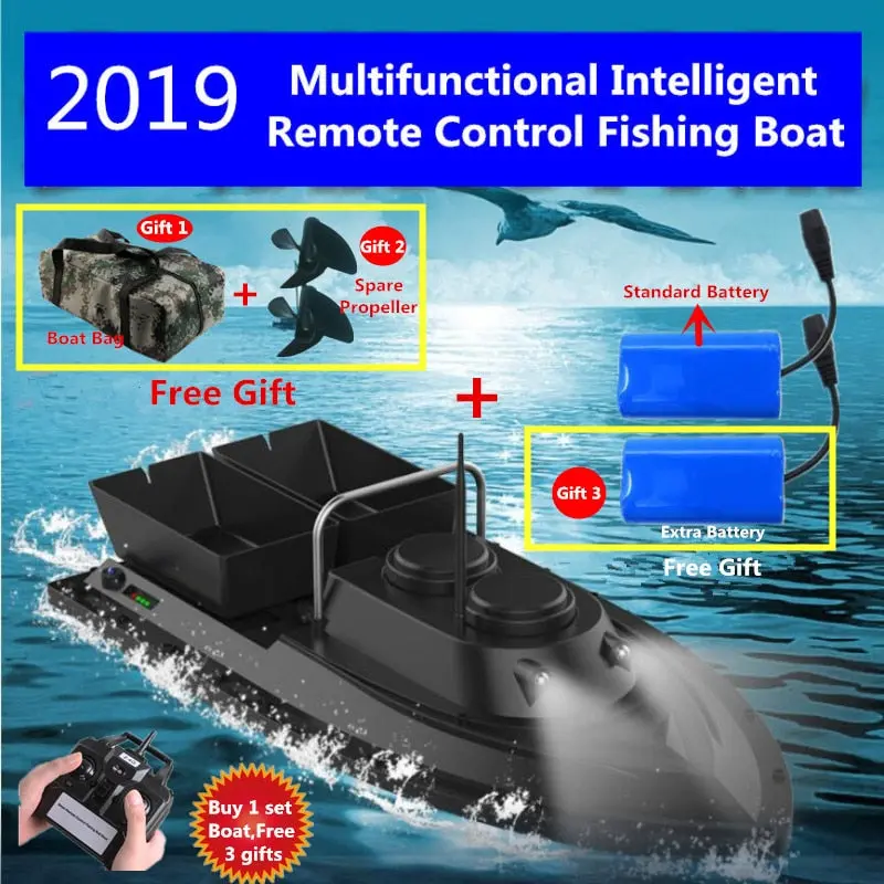 Double Hopper Night Light Rc Fishing Gear Boat 1.5Kg Loading 500M Remote Control Bait Boat Nesting Device Rc Fishing Bait Ship 1