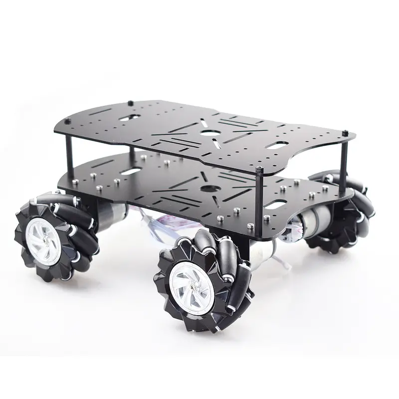 Double Layer 4Wd 80Mm Mecanum Wheel Rc Robot Car Chassis With Dc 12V Encoder Motor For Arduino Raspberry Pi Diy Project Stem Toy 1
