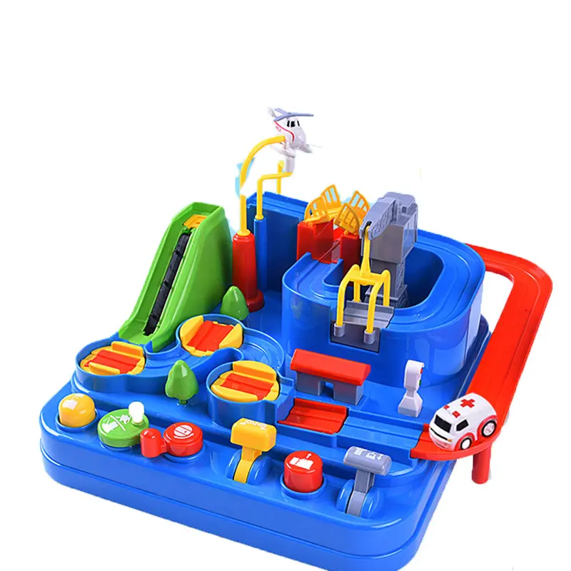 Douyin Celebrity Style Car Adventure Multi-Functional Checkpoints Cartoon Rail Car Educational Manual Manipulator Inertia Toy 1