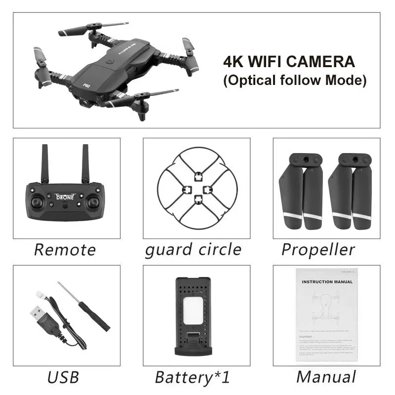 Drone 4K Rc Quadcopter With Camera Foldable Fpv Wifi Wide Angle High Hold Rc Helicopter Selfie Drone Kid's Toys 1
