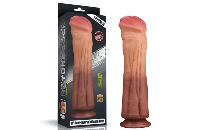 Dual Layered 12In Platinum Silicone Cock. 1