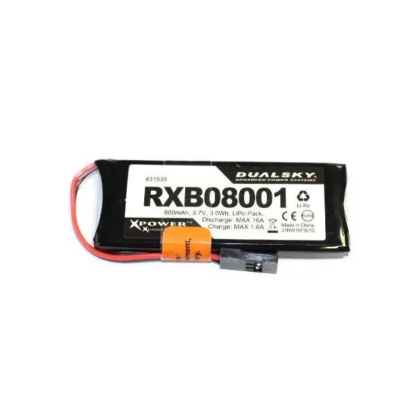 Dualsky Rxb08001 800Mah 3.7V 2C/20C Lipo Battery Tjc8 3P For Receiver Rx Mini G.Lider Rc Drone Dlg Hlg Helicopter Racing Drone Quadcopter Airplane 1