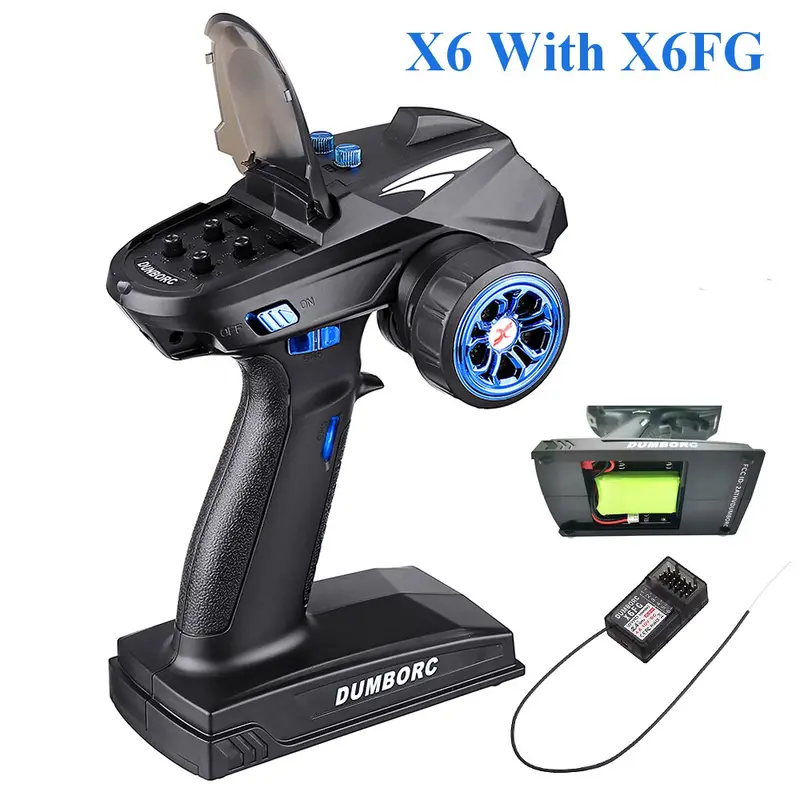 Dumborc X6 X4 X6p 2.4G 6Ch Transmitter W/ X6fg Gyro X6f Receiver Led Light Set For 1/10 1/8 Crawler Axial Scx10 D90 Rc Car Boat 6