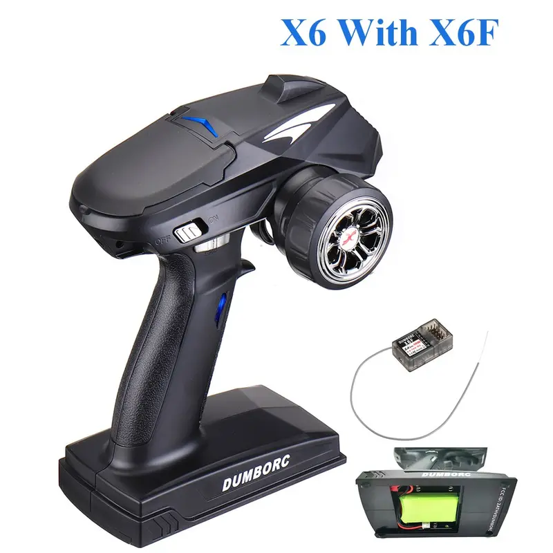 Dumborc X6 X4 X6p 2.4G 6Ch Transmitter W/ X6fg Gyro X6f Receiver Led Light Set For 1/10 1/8 Crawler Axial Scx10 D90 Rc Car Boat 7