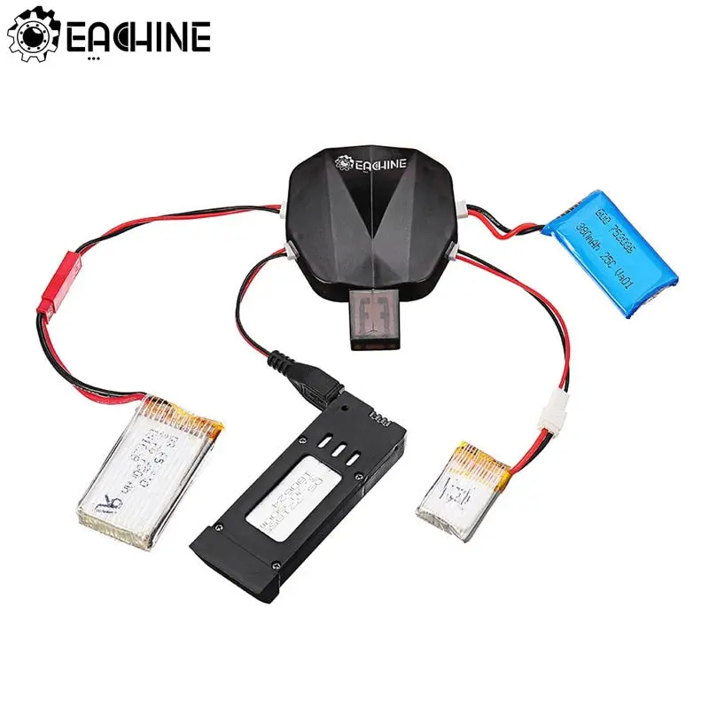 Eachine 4-In-1 1S 3.7V Lipo Battery Charger With 12 Charging Cable Jst Mx2.0 Xh2.54 Usb For E58 E010 1