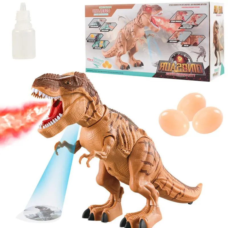 Electric Dinosaur Tyrannosaurus Rex Animal Electronic Walking Lay Eggs Animals Toy Music Light Spray Toys For Kids Gifts 2