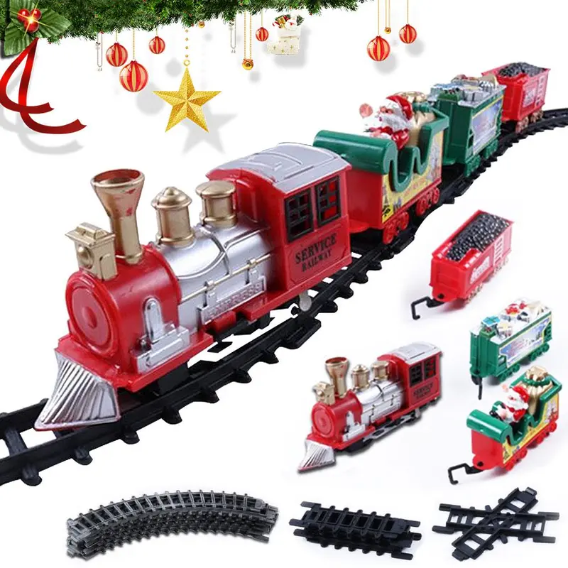 Electric Durable Model Train Toy Christmas Train Gameplay Train With Long Track With Light & Music For Children Gifts 1