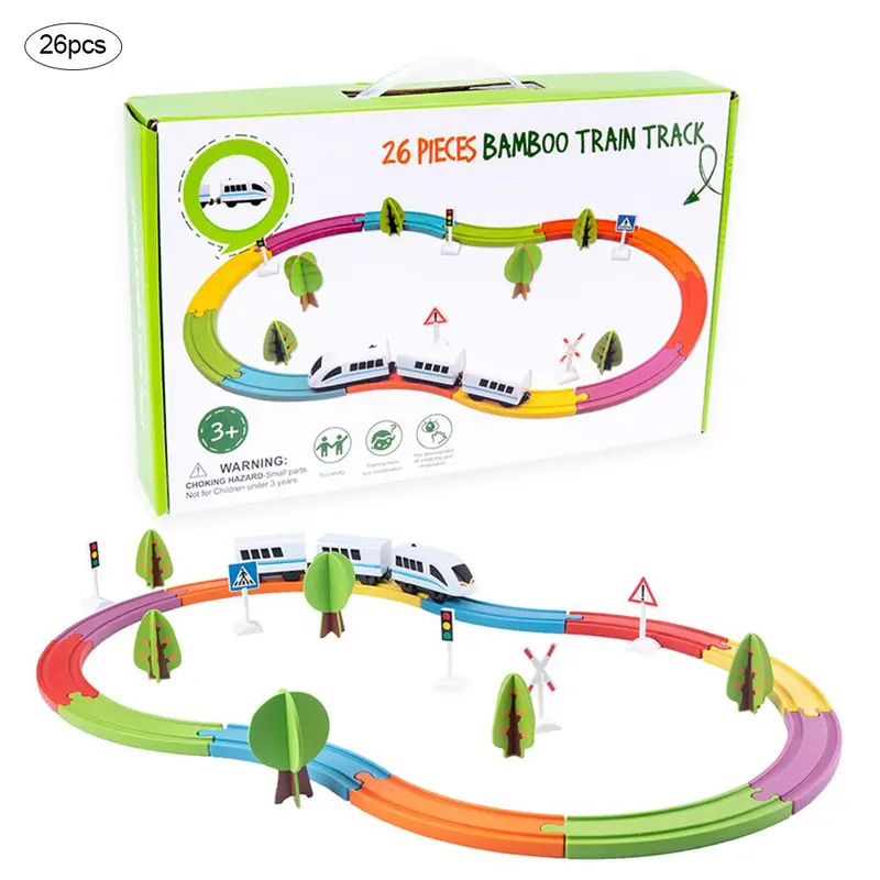 Electric Train Set Toy Train Magnetic Assembled Building Blocks Children's Wooden Educational Toys For Kids Boys Girls 1