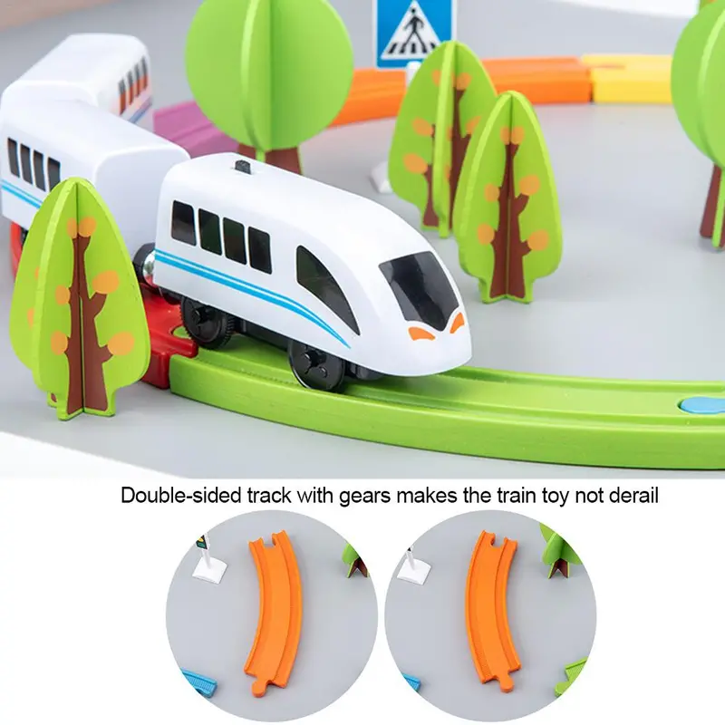 Electric Train Set Toy Train Magnetic Assembled Building Blocks Children's Wooden Educational Toys For Kids Boys Girls 2