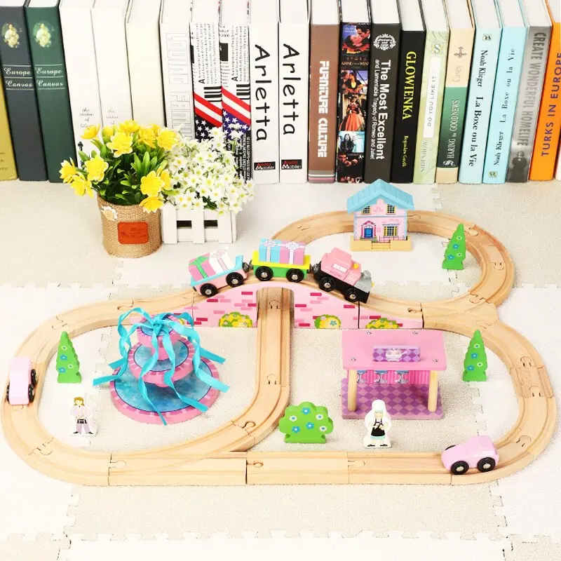 Electric Train Toy Blocks Rails Train Wood Model Railway Wooden Trains Building Blocks Track Magic Rc Trains Set Wooden Railway 1