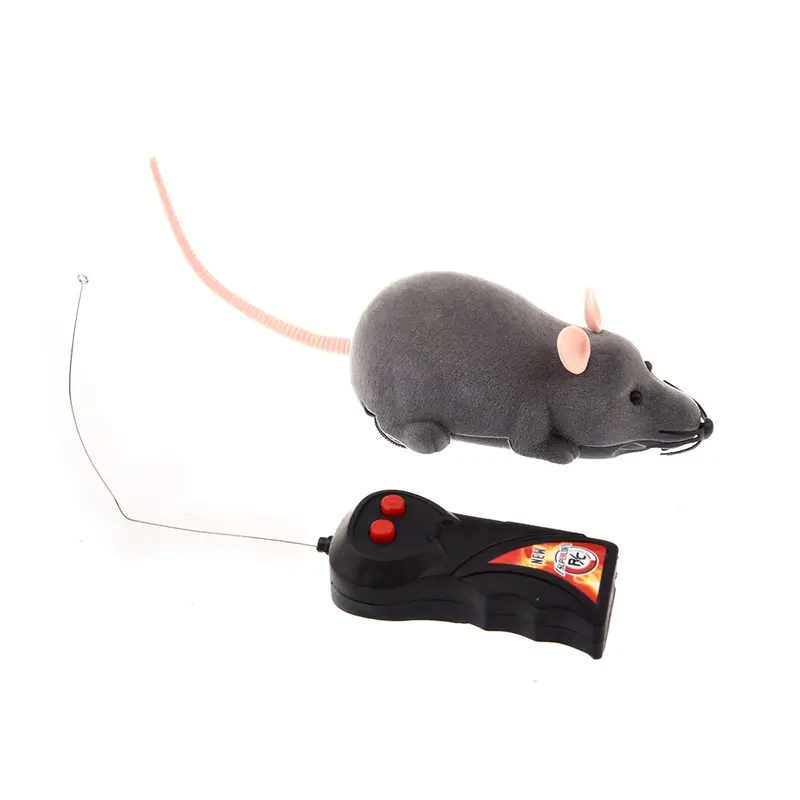 Electronic Remote Control Adorable Light Gray Mouse Toy For Playing With Cat Pet 1