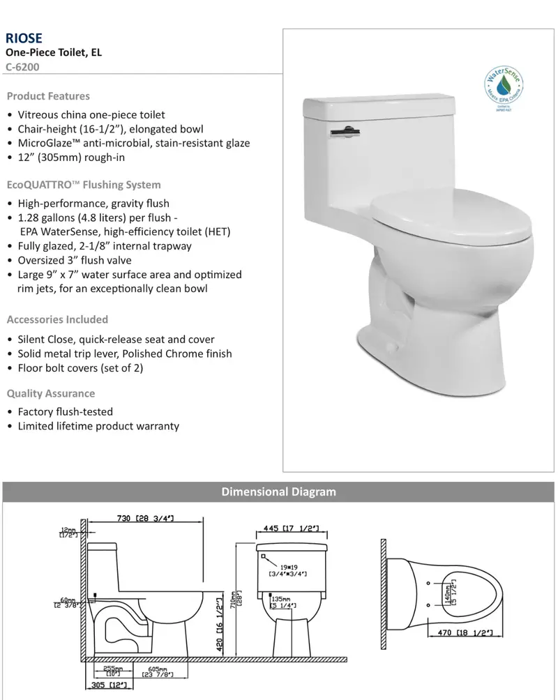 Elongated Toilet White C-6200 1