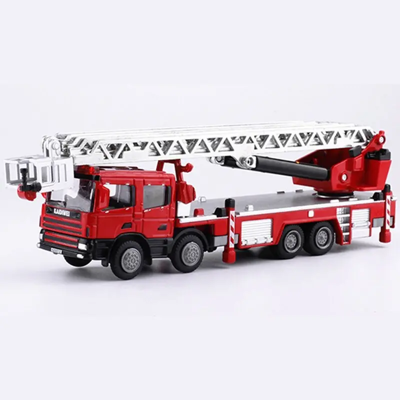 Engineering Ladder Fire Lift Simulation Truck 1:50 Alloy Diecast Children's Toys Collection Ornaments Christmas Gifts Model 1