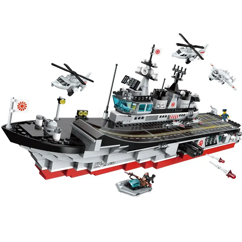Enlighten Building Block Military Battle Sea Force Serpent Escort Carrier 3 Figures 642Pcs Educational Bricks Toy Boy Gift 1