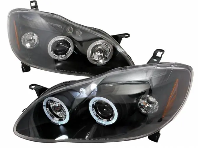 Faros Fondo Negro Ojo De Angel Y Led Toyota Corolla 03 - 08 1