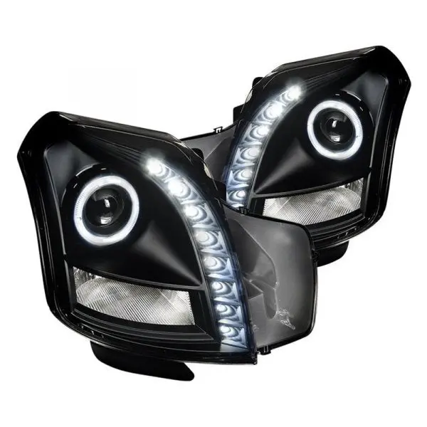 Faros Led Con Lupa Fondo Negro Cadillac Cts 03-07 1
