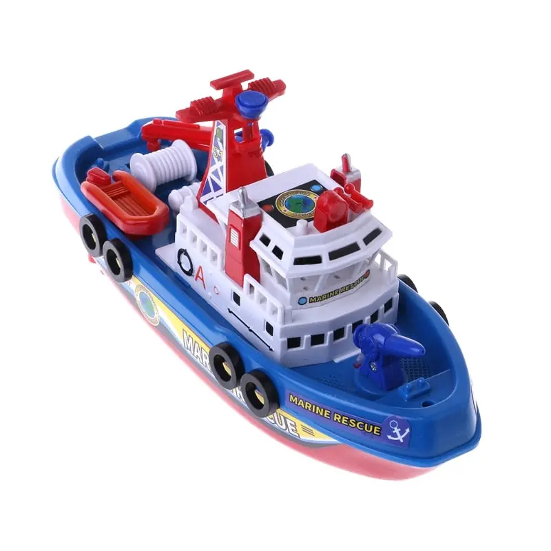 Fast Speed Music Light Electric Marine Rescue Fire Fighting Boat Toy For Kids 1