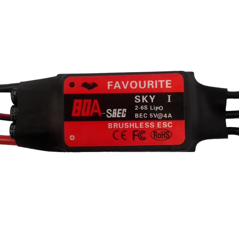 Favourite Fvt Sky Series 80A 2-6S Brushless Esc With 5V 4A Sbec For Rc Airplane 1