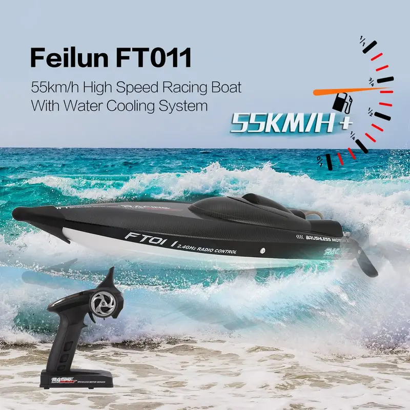 Feilun Ft011 65Cm 2.4G 2Ch Rc 55Km/H High Speed Racing Boat Ship Speedboat With Water Cooling System Flipped Brushless Motor 1