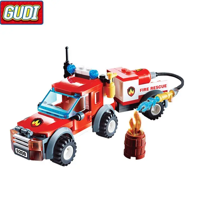 Fire Truck Blocks Children Educational Assembled Model Building Kits Blocks Toy Boy Kid Best Christmas Gift Brinquedos 9208 1