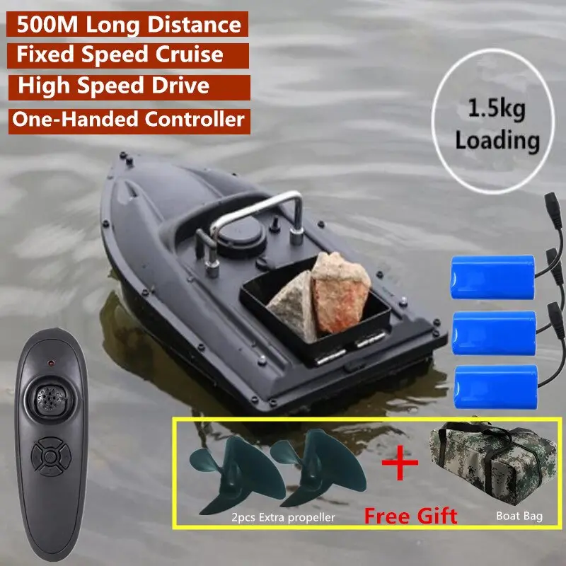 Fixed Speed Cruise New Function Intelligent Wireless Rc Lure Boat Bait Boat 500M 1.5Kg Fish Finder Rc Fishing Boat With Free Bag 1