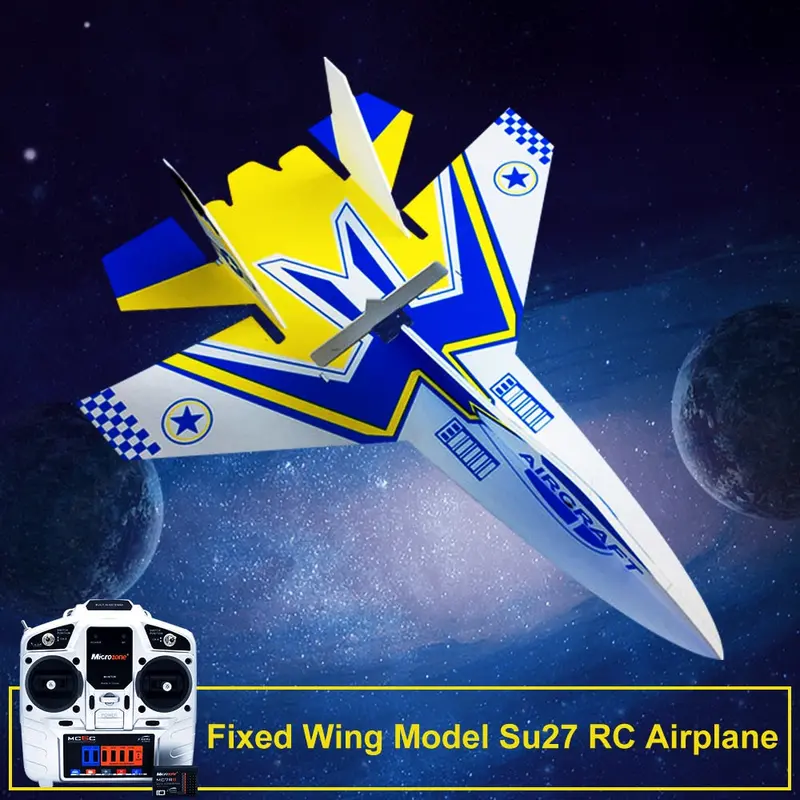 Fixed Wing Model Su27 Rc Airplane With Microzone Mc6c Transmitter With Receiver And Structure Parts For Diy Rc Aircraft 1