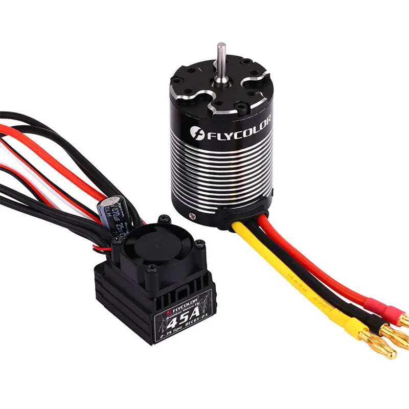 Flycolor 3650 3000Kv Brushless Waterproof Sensorless Motor +45A Esc Combo Set For 1/10 Rc Car Parts 1