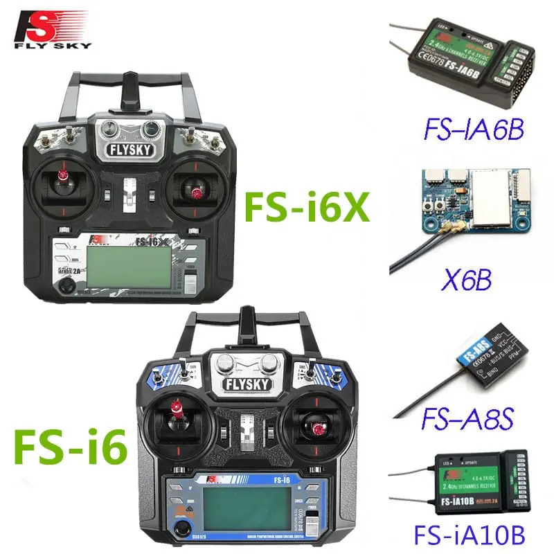 Flysky Fs-I6x/Fs-I6 2.4Ghz 10Ch Afhds 2A Transmitter W/ X6b Ia6b I-Bus A8s Fs-Ia10b Receiver For Rc Drone Mode 1 Mode 2 1
