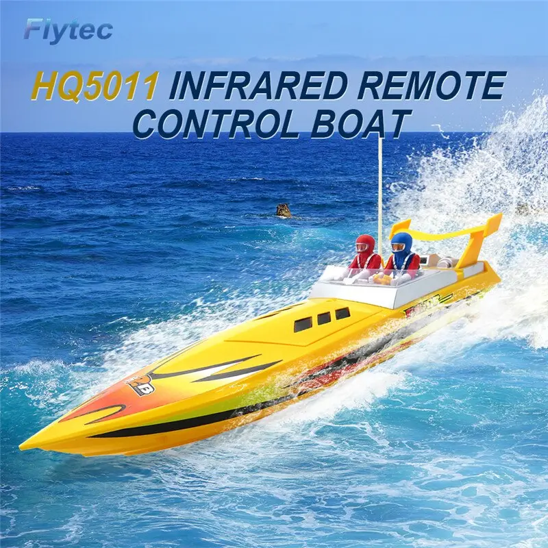 Flytec Hq5011 4Ch 34Cm Infrared 27Mhz 40Mhz Rc Boat 15Km/H Without Battery Rtr Toys For Kids Gift Yellow & Red 1