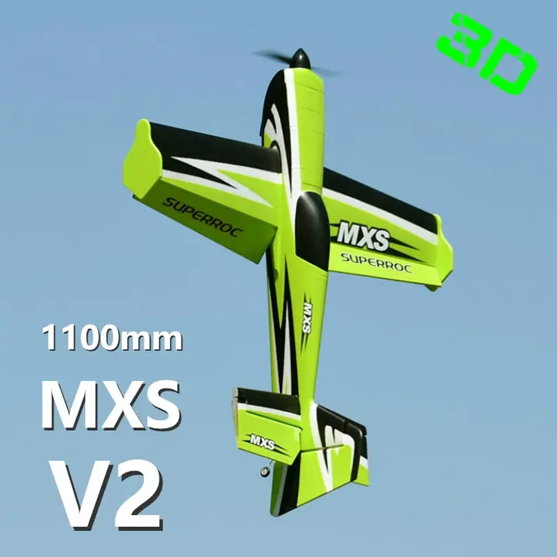 Fms 1100Mm 1.1M Mxs V2 Green 4Ch 3S Durable Epo Aerobatic 3D Pnp Rc Airplane Radio Control Hobby Model Plane Aircraft Sports 1