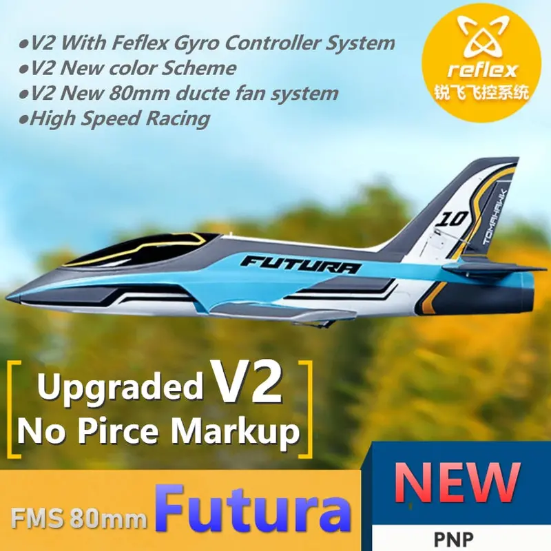 Fms Rc Airplane 80Mm Ducted Fan Edf Jet Futura V2 With Reflex Gyro Controller System High Speed Model Plane Aircraft Pnp Epo 1