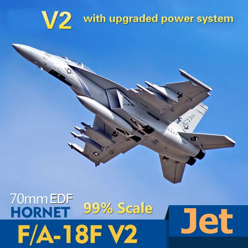 Fms Rc Airplane F/A-18F F18 Super Hornet V2 70Mm Ducted Fan Edf Jet Scale Model Plane Aircraft Pnp 6S 6Ch With Retracts Flaps 1