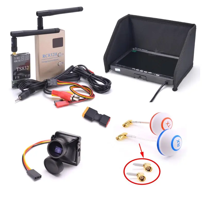 Fpv Kit Combo System 1200Tvl Camera + 5.8Ghz 600Mw 48Ch Ts832 Rc832s Rc832 + 7 Inch Lcd 1024 X600 Monitor Ips For Fpv F450 S500 1