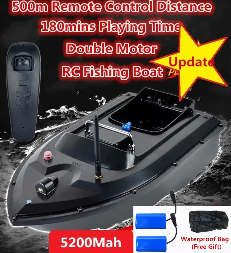 Free Bag Auto Rc Remote Control Fishing Bait Boat Toy 180Mins 500M Long Rc Distacne Double Motor Fish Finder Ship Boat Speedboat 1