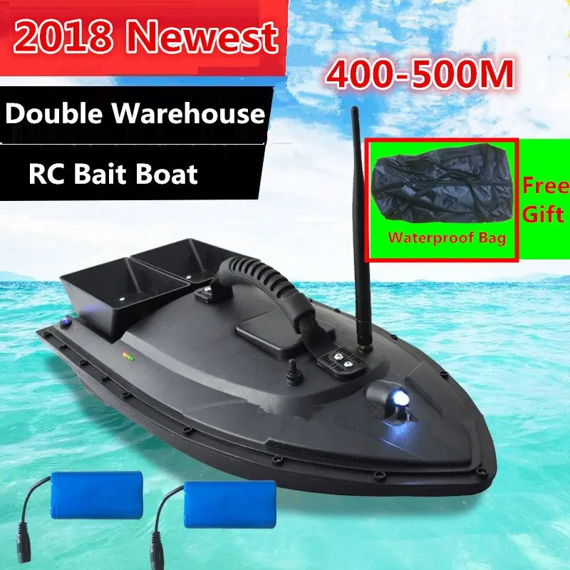 Free Bag Auto Rc Remote Control Fishing Bait Boat Toy 500M Waterproof Grass Twin-Bucket Roll Rc Dipping Boat With Night Light 1